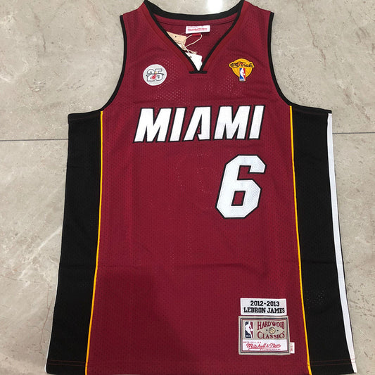 Miami Heat LeBron James #6 red 2012-2013 Throwback Jersey - Dense Embroidery