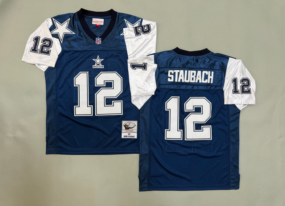 Mens Roger Staubach#12 Dallas Cowboys Vintage Throwback Jersey