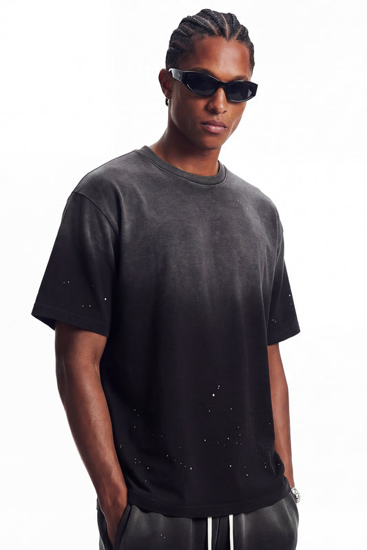 305GSM Ink Splashing Spray Washed Tee