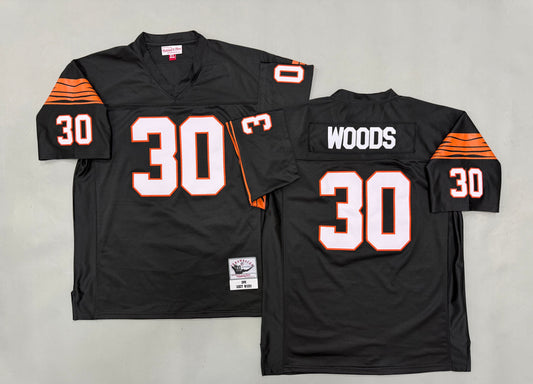 Mens Ickey Woods#30 black Cincinnati Bengals Vintage Throwback Jersey