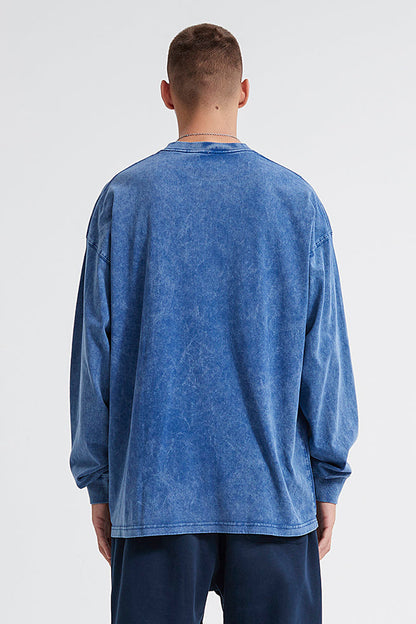 250GSM Vintage Washed Long Sleeve Crew