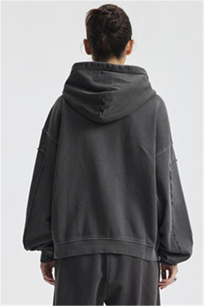 430GSM Boxy Fit Splicing Washed Zip Up Jacket