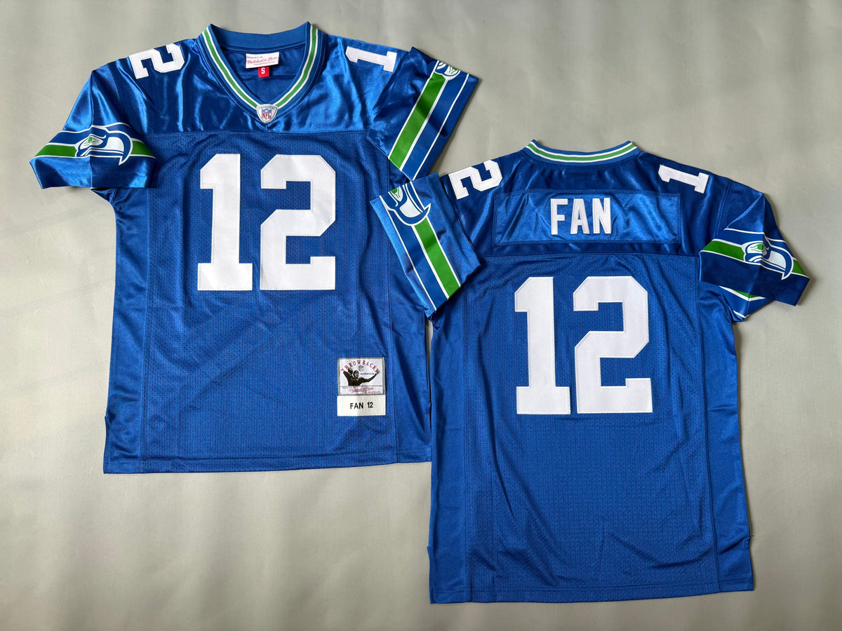 Mens Fan#12 Seattle Seahawks  Vintage Throwback Jersey