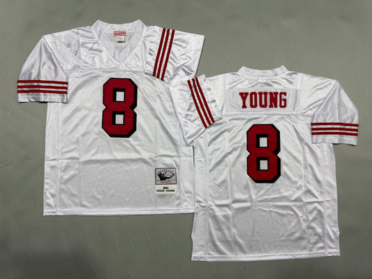 Mens Steve Young#8 white San Francisco 49ers Vintage Throwback Jersey