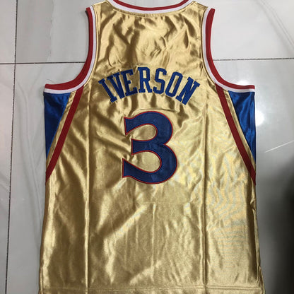 Philadelphia 76ers Allen Iverson #3 Platinum Edition Throwback Jersey - Dense Embroidery