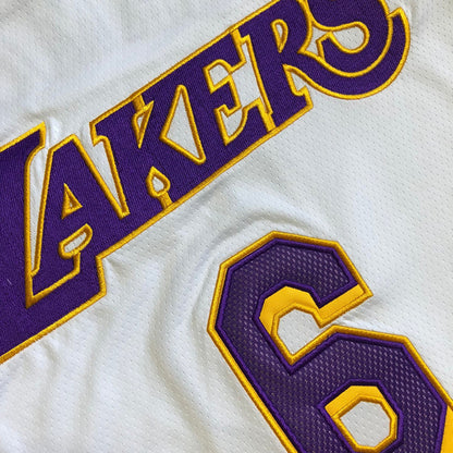 Los Angeles Lakers LeBron James #6 white Throwback Jersey - Dense Embroidery