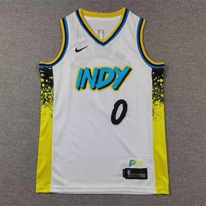 Youth Tyrese Haliburton Indiana Pacers #0 City Edition Embroidered  Jersey