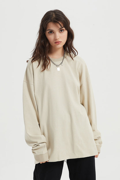 310GSM Pigment Dyed Washed Long Sleeve Crew