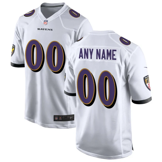 Custom Baltimore Ravens White Game Jersey