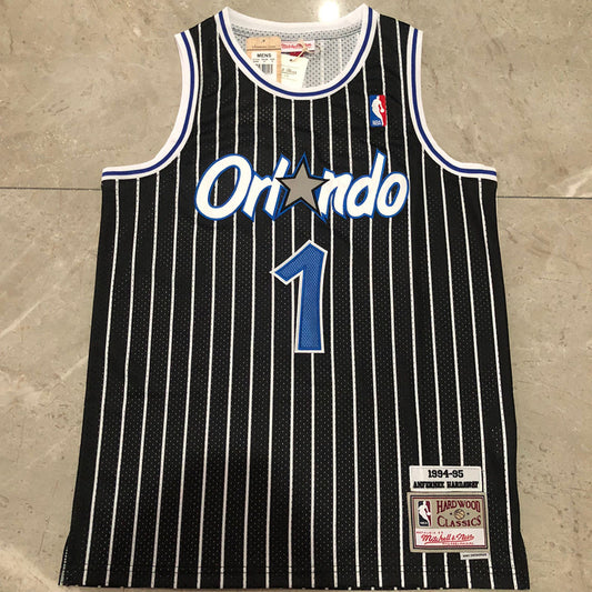 Orlando Magic Penny Hardaway #1 Black 1994-95 Throwback Jersey - Dense Embroidery