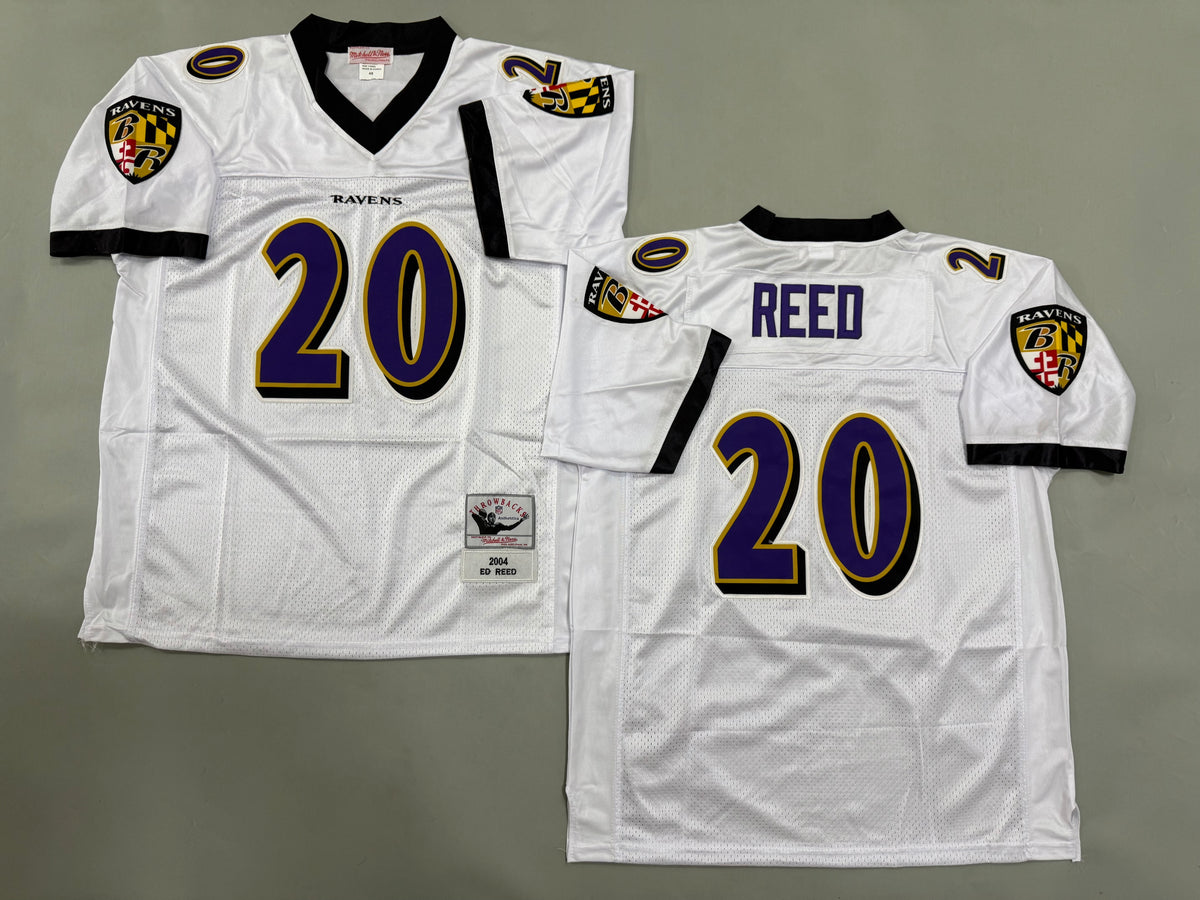 Mens Ed Reed #20 Baltimore Ravens White Vintage Throwback Jersey