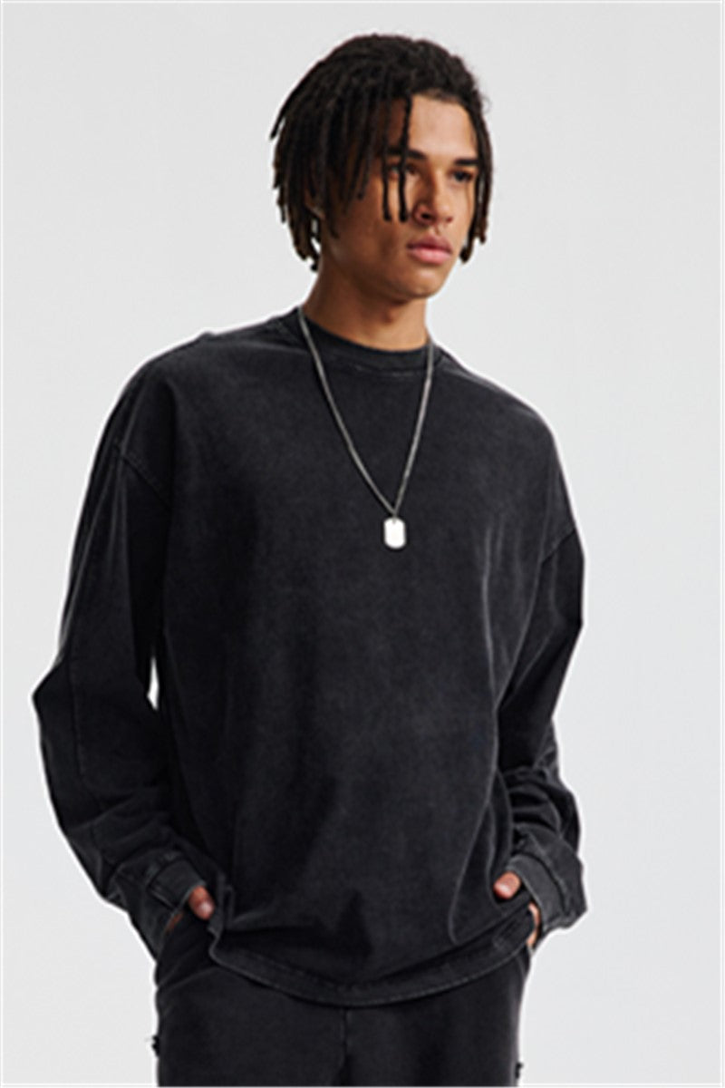 285GSM Contrast Long Sleeve Pigment Dyed Tee