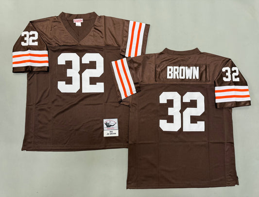 Mens Jim Brown#32 Cleveland Browns Vintage Throwback Jersey