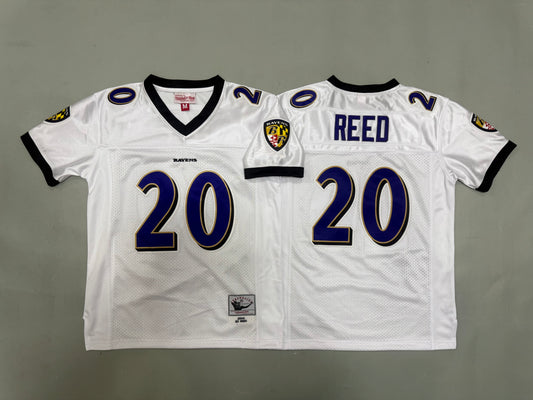 Youth Ed Reed#20 white Baltimore Ravens Vintage Throwback Jersey
