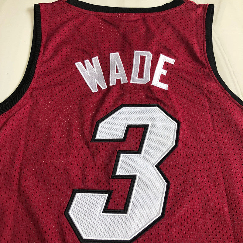 Miami Heat Dwyane Wade #3 Jujube red 2005 Throwback Jersey - Dense Embroidery