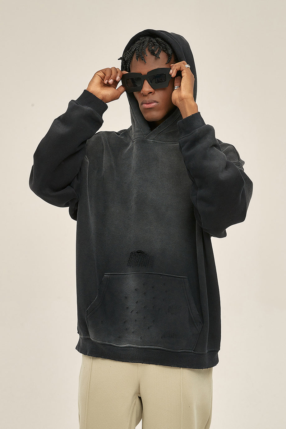 360GSM Sun Fade Distressed Washed Hoodie