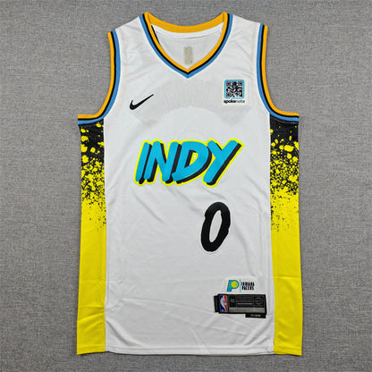Indiana Pacers Tyrese Haliburton #0 2024 City Edition Swingman Jersey - Embroidered