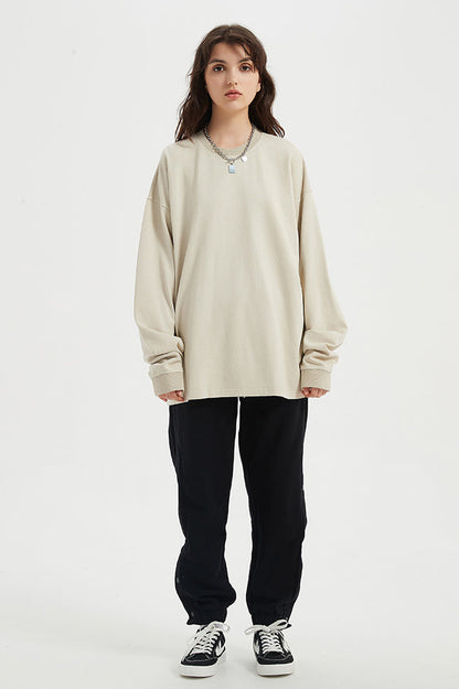 310GSM Pigment Dyed Washed Long Sleeve Crew