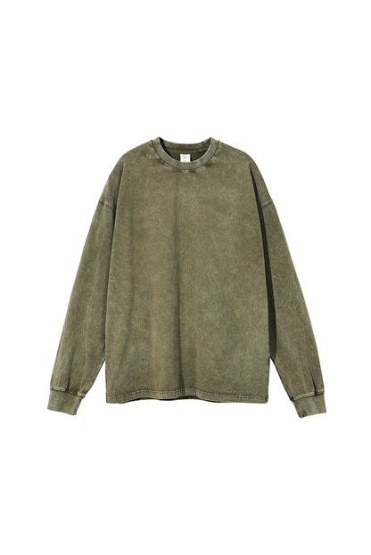 250GSM Vintage Washed Long Sleeve Crew