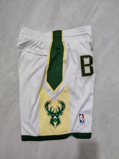 Milwaukee Bucks White Regular Pocket Shorts