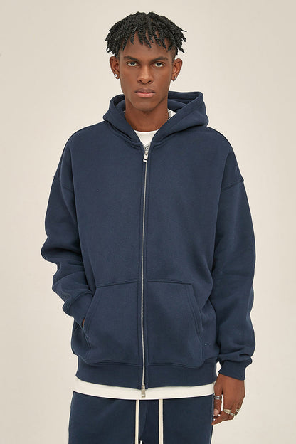 350GSM Solid Color Fleece Zipper Jacket