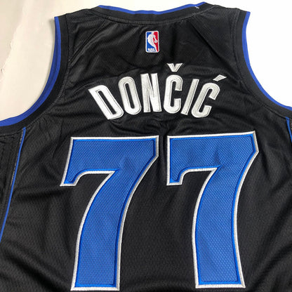 Dallas Mavericks Luka Dončić #77 Urban Black Throwback Jersey - Dense Embroidery