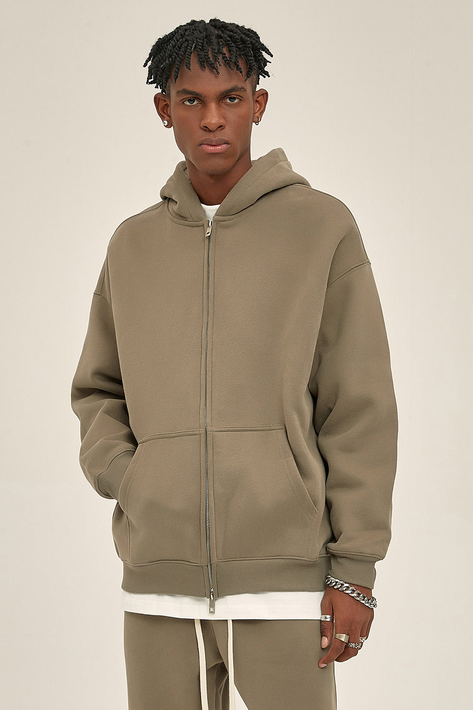 350GSM Solid Color Fleece Zipper Jacket