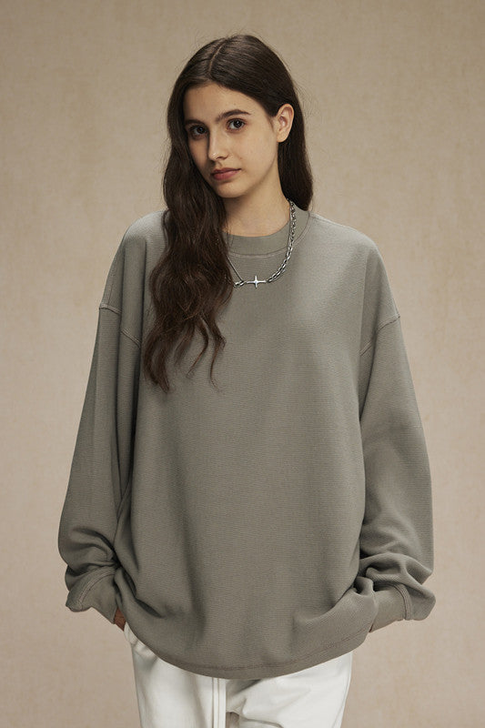 330GSM Waffle Material Long Sleeve Crew
