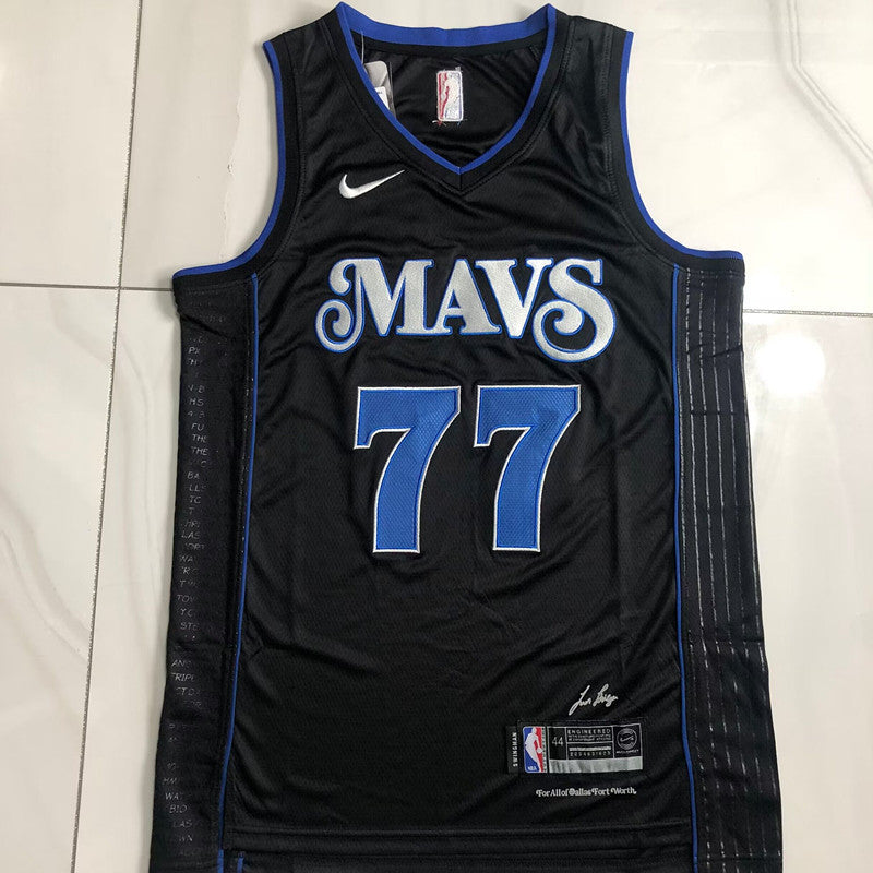 Dallas Mavericks Luka Dončić #77 Urban Black Throwback Jersey - Dense Embroidery