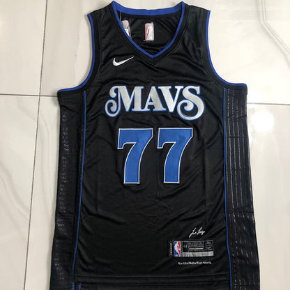 Dallas Mavericks Luka Dončić #77 Urban Black Throwback Jersey - Dense Embroidery