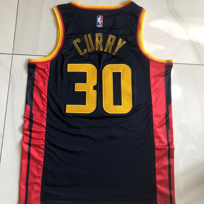 Golden State Warriors Stephen Curry #30 Deep Blue Throwback Jersey -  Dense Embroidery