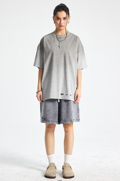 250GSM Gradient Sprayed Distressed Tee
