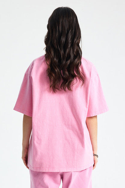 250GSM Distressed Pigment Dyed Washed Tee