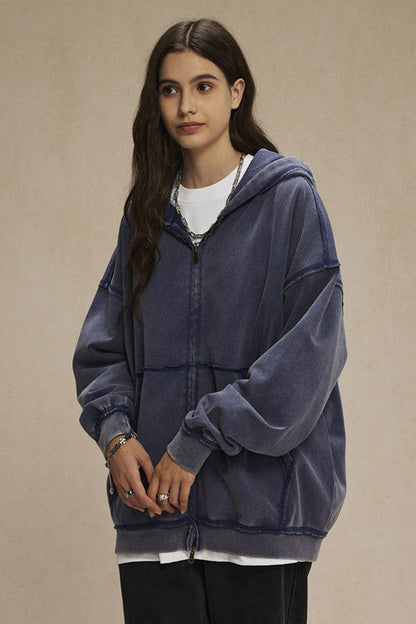 450GSM Distressed Washed Zipper Jacket