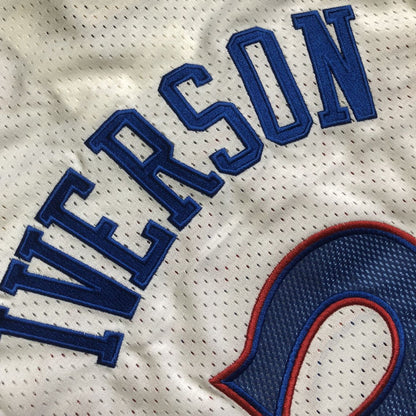 Philadelphia 76ers Allen Iverson #3 White Throwback Jersey - Dense Embroidery