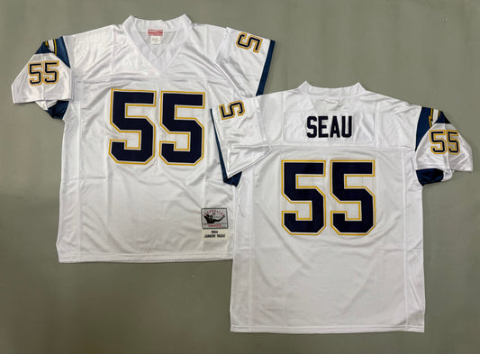 Mens Junior Seau#55 white‌ San Diego Chargers Vintage Throwback Jersey