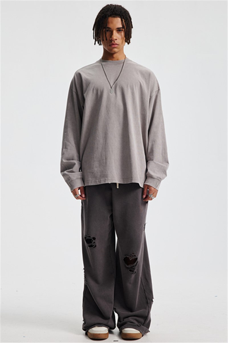 285GSM Contrast Long Sleeve Pigment Dyed Tee