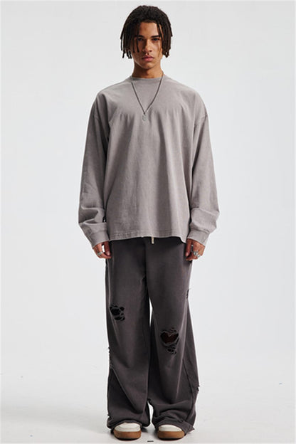 285GSM Contrast Long Sleeve Pigment Dyed Tee