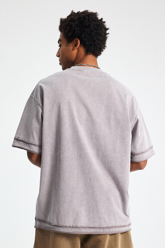 275GSM Patchwork Distressed Washed Tee