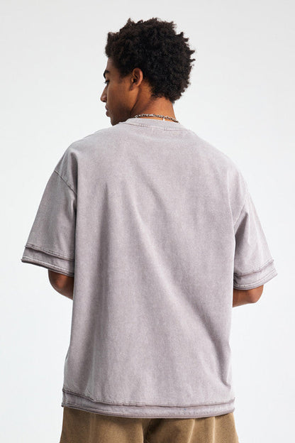 275GSM Patchwork Distressed Washed Tee