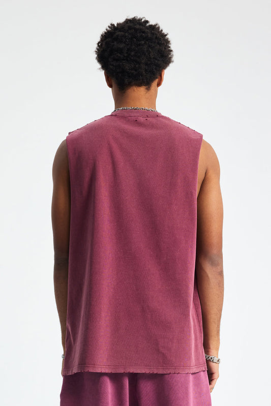 275GSM Distressed Washed Muscle Tee