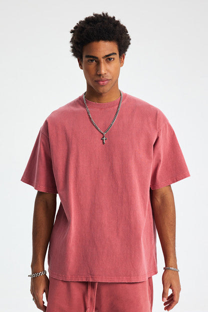 250GSM Distressed Pigment Dyed Washed Tee