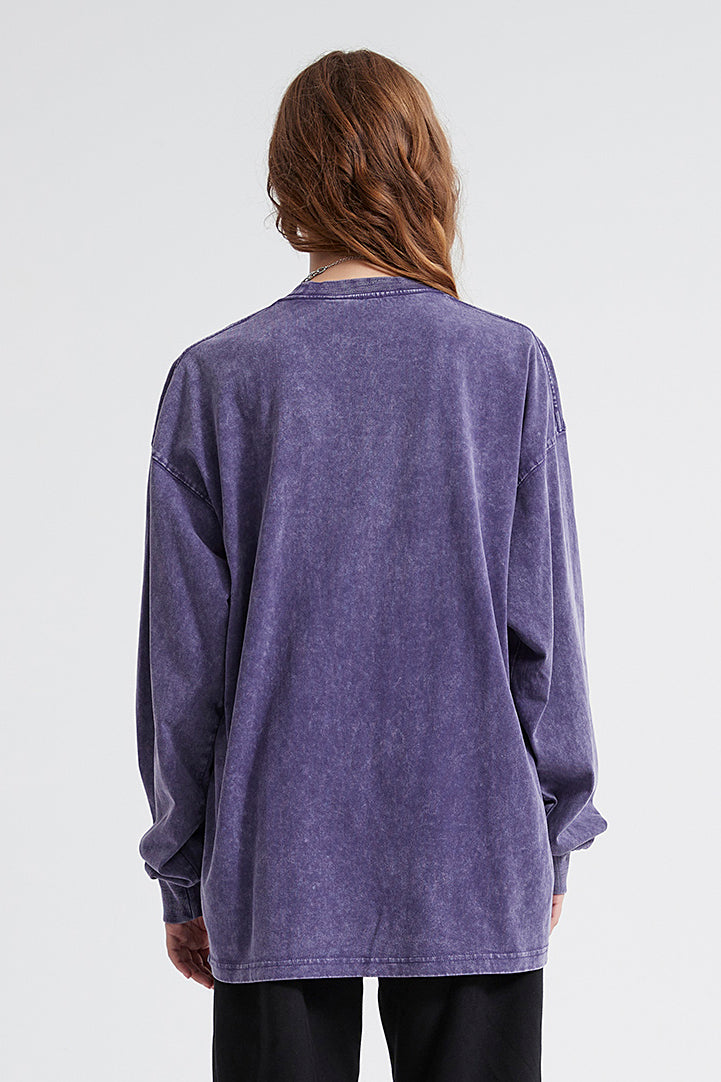 250GSM Vintage Washed Long Sleeve Crew