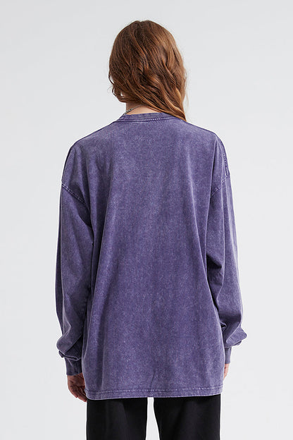 250GSM Vintage Washed Long Sleeve Crew