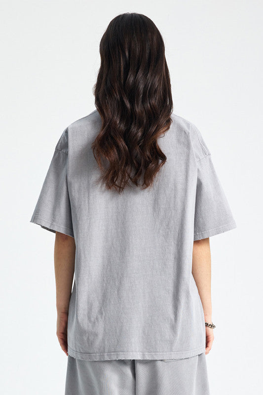 250GSM Distressed Pigment Dyed Washed Tee