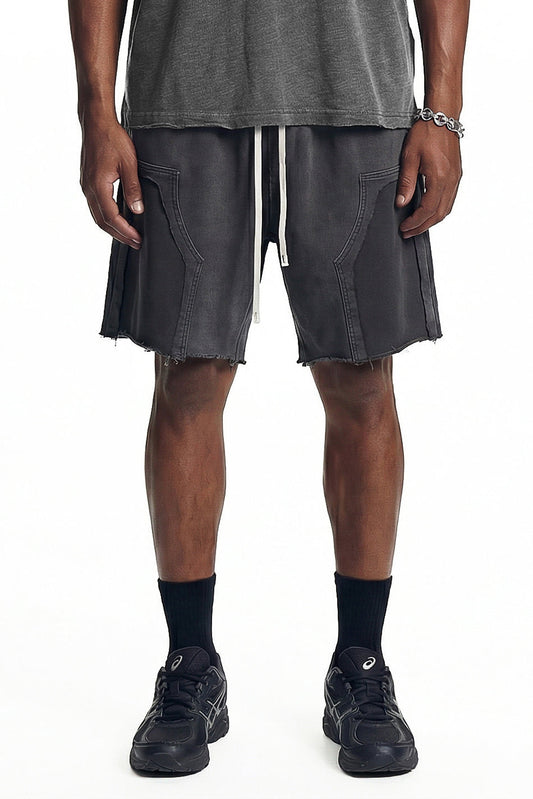380GSM Distressed Patchwork Washed Short