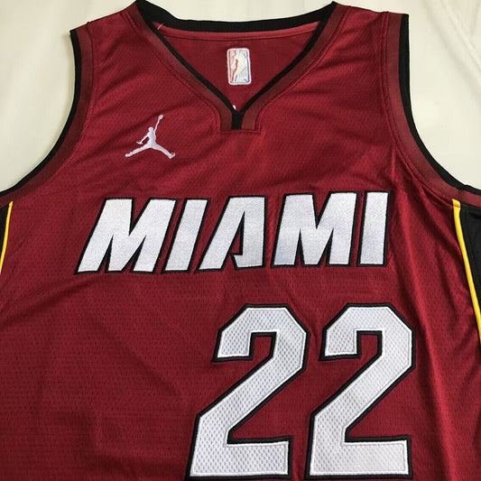 Miami Heat Jimmy Butler #22 Jujube red Throwback Jersey - Dense Embroidery