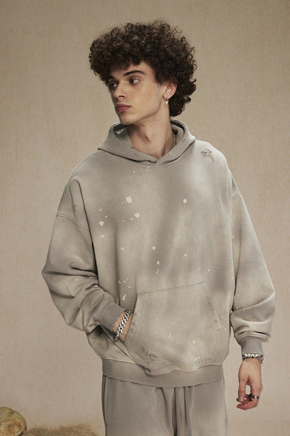 450GSM Distressed Dirty Effect Sun Fade Hoodie