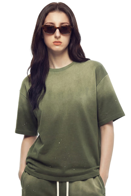 305GSM Ink Splashing Spray Washed Tee