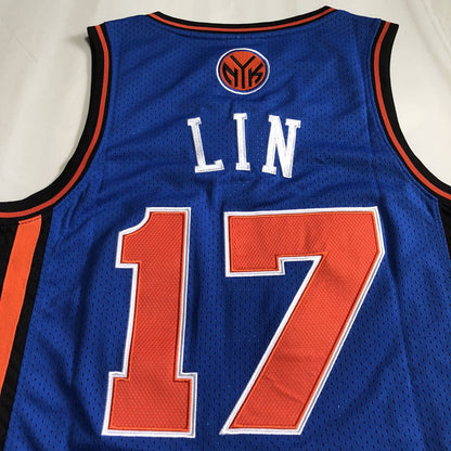 New York Knicks Jeremy Lin #17 blue Throwback Jersey - Dense Embroidery